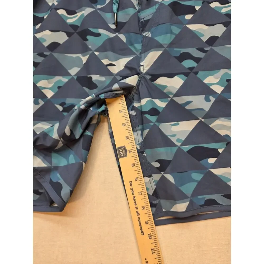 Wailoa Boardshort Geometric Surf Shorts Beachwear Blue Gray Mens (36)
